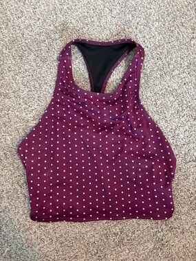 Onzie Plum Polka Dot High Neck Sports Bra
